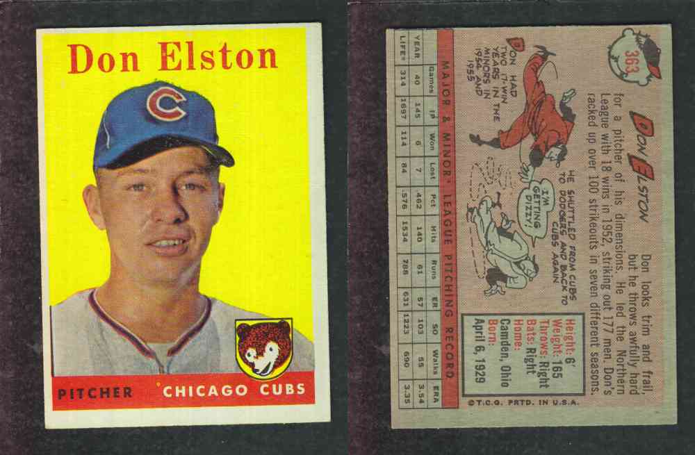 1958 TOPPS BASEBALL CARD #363 D. ELSTON photo 1958 TOPPS BASEBALL CARD #363 D. ELSTON photo