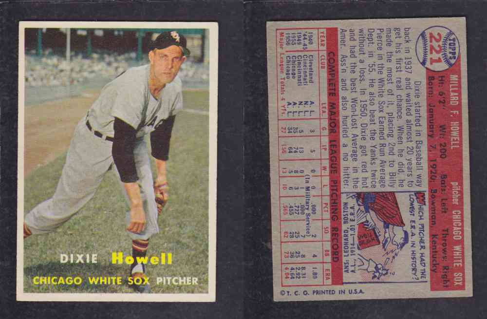1957 TOPPS BASEBALL CARD #221 D. HOWELL photo 1957 TOPPS BASEBALL CARD #221 D. HOWELL photo