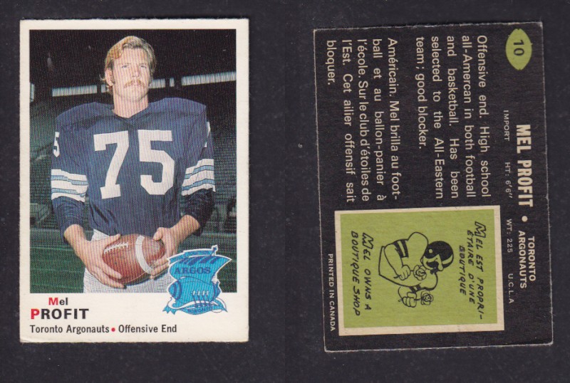1970 CFL O-PEE-CHEE FOOTBALL CARD #10 M. PROFIT photo 1970 CFL O-PEE-CHEE FOOTBALL CARD #10 M. PROFIT photo
