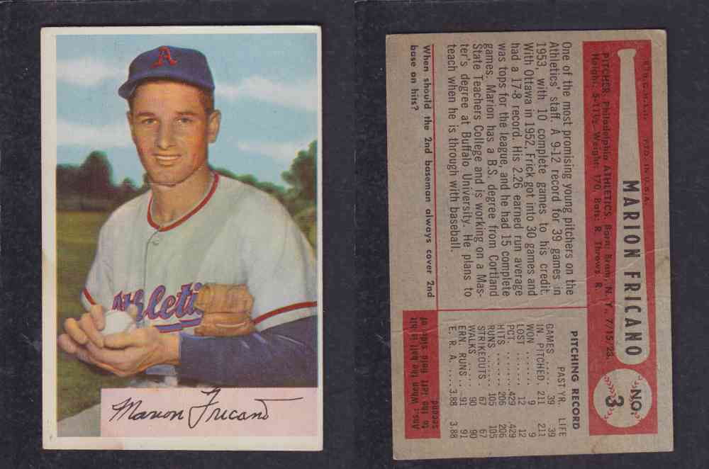 1954 BOWMAN BASEBALL CARD #3 M. FRICANO photo 1954 BOWMAN BASEBALL CARD #3 M. FRICANO photo
