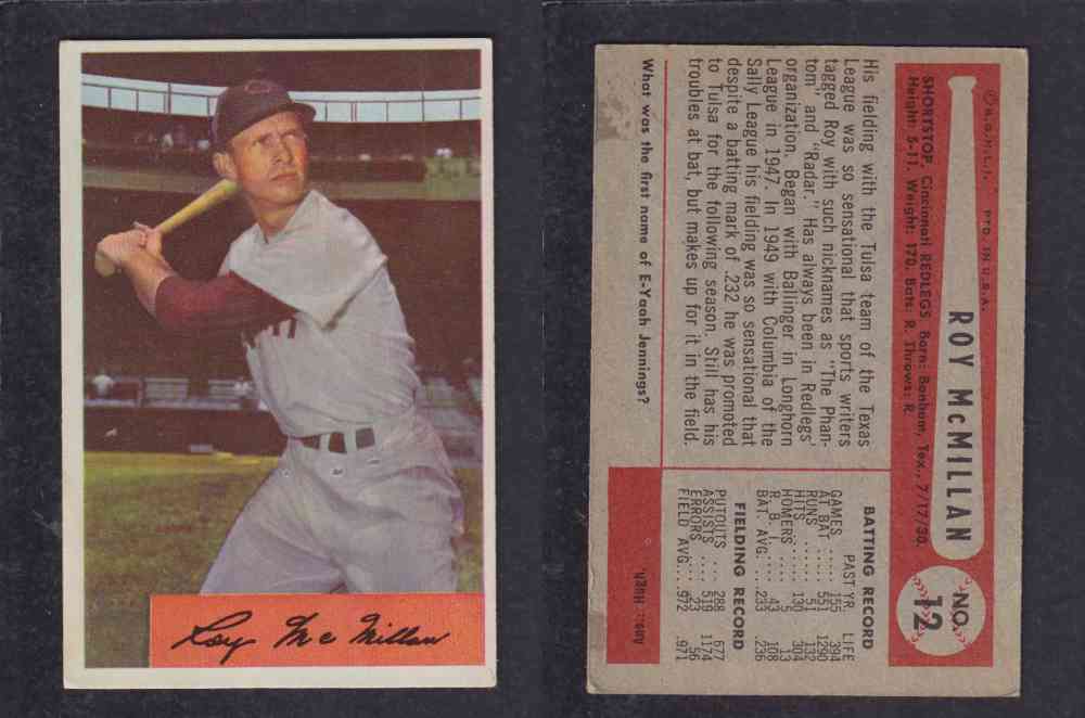 1954 BOWMAN BASEBALL CARD #12 R. MCMILLAN photo 1954 BOWMAN BASEBALL CARD #12 R. MCMILLAN photo