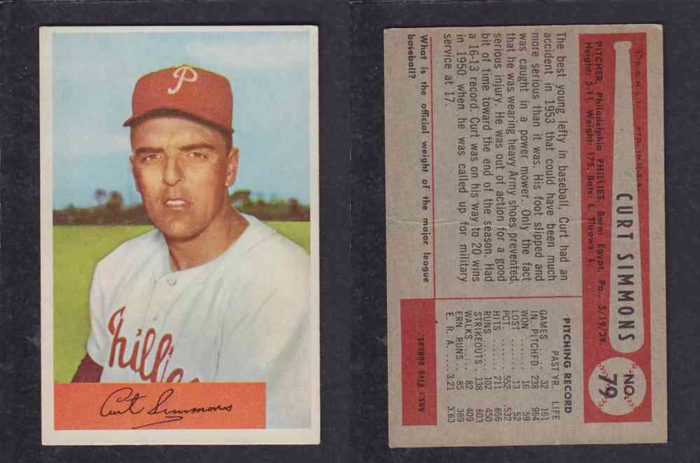 1954 BOWMAN BASEBALL CARD #79 C. SIMMONS photo 1954 BOWMAN BASEBALL CARD #79 C. SIMMONS photo