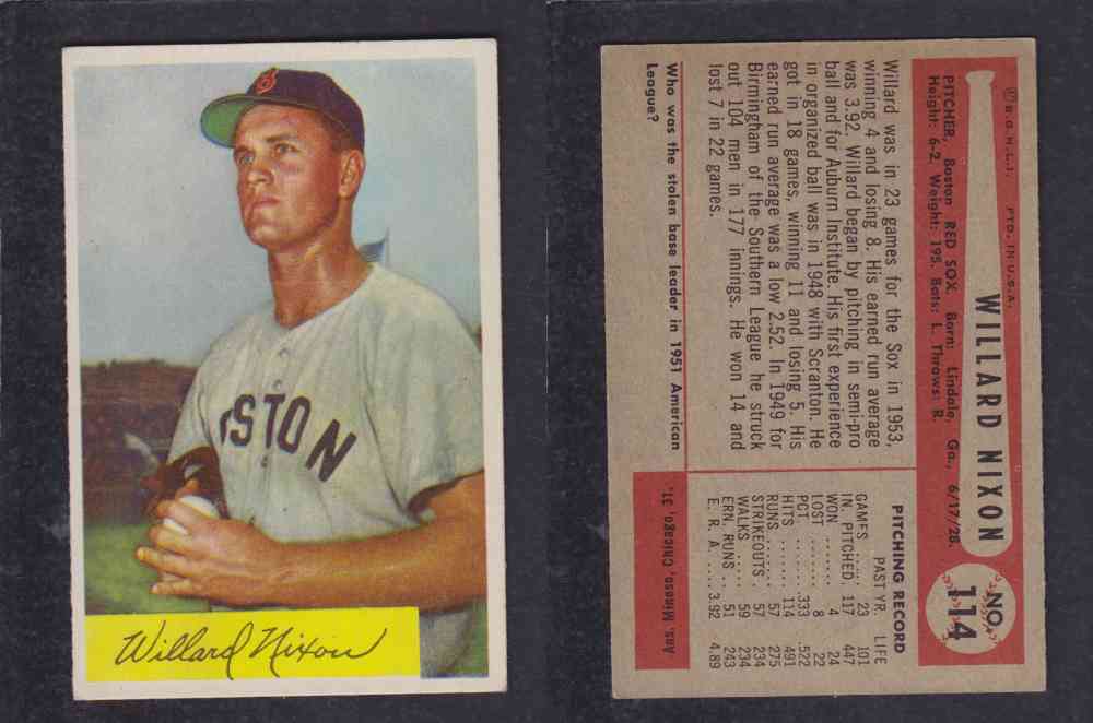 1954 BOWMAN BASEBALL CARD #114 W. NIXON photo 1954 BOWMAN BASEBALL CARD #114 W. NIXON photo