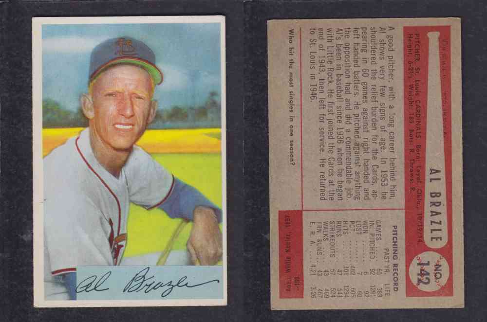1954 BOWMAN BASEBALL CARD #142 A. BRAZLE photo 1954 BOWMAN BASEBALL CARD #142 A. BRAZLE photo