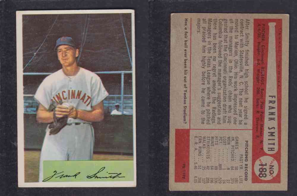 1954 BOWMAN BASEBALL CARD #188 F. SMITH photo 1954 BOWMAN BASEBALL CARD #188 F. SMITH photo