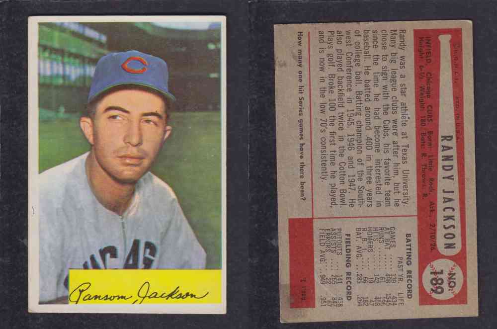 1954 BOWMAN BASEBALL CARD #189 R. JACKSON photo 1954 BOWMAN BASEBALL CARD #189 R. JACKSON photo