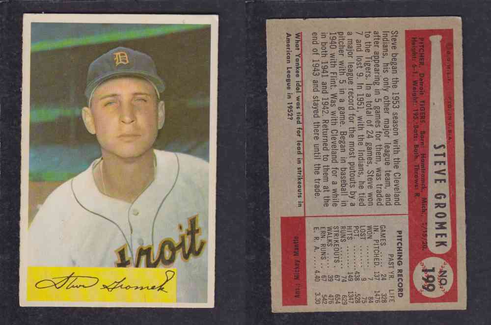 1954 BOWMAN BASEBALL CARD #199 S. GROMEK photo 1954 BOWMAN BASEBALL CARD #199 S. GROMEK photo
