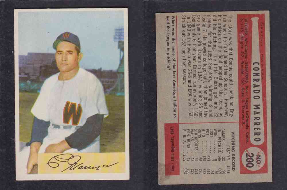1954 BOWMAN BASEBALL CARD #200 C. MARRERO photo 1954 BOWMAN BASEBALL CARD #200 C. MARRERO photo