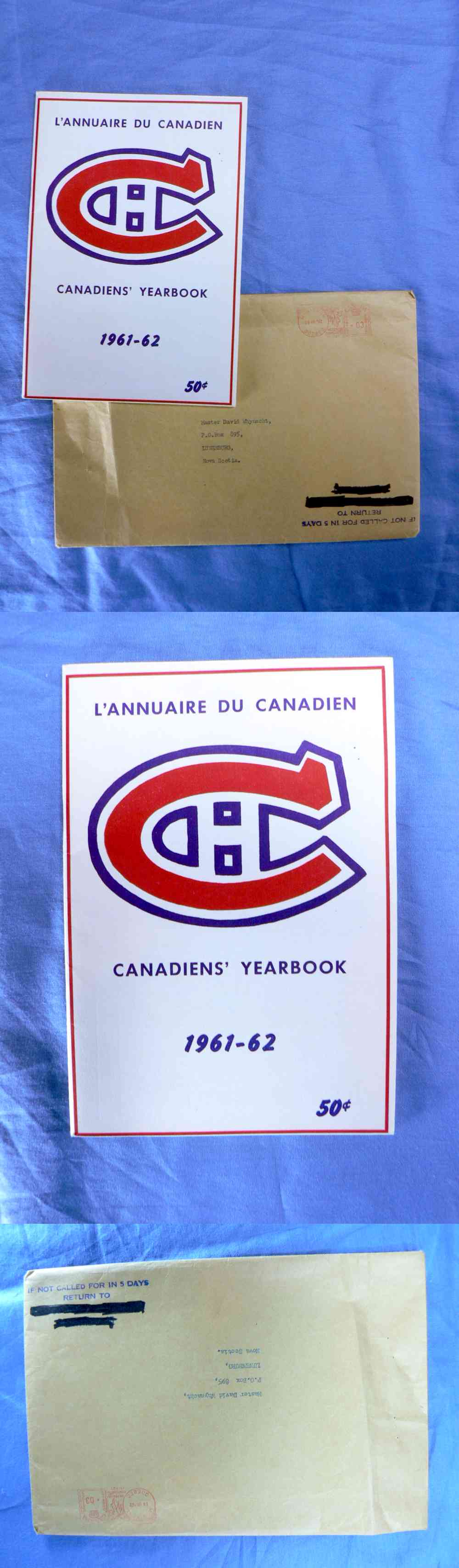 1961-62 MONTREAL CANADIENS YEARBOOK & ENVELOPE photo 1961-62 MONTREAL CANADIENS YEARBOOK & ENVELOPE photo