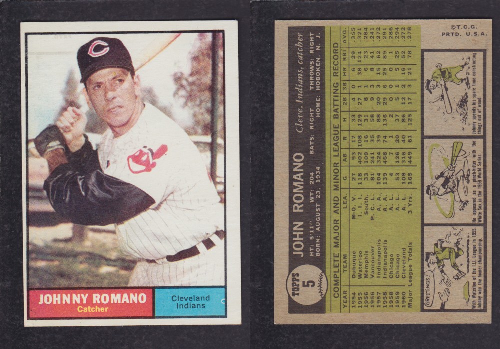 1962 TOPPS BASEBALL CARD #5 J. ROMANO photo 1962 TOPPS BASEBALL CARD #5 J. ROMANO photo
