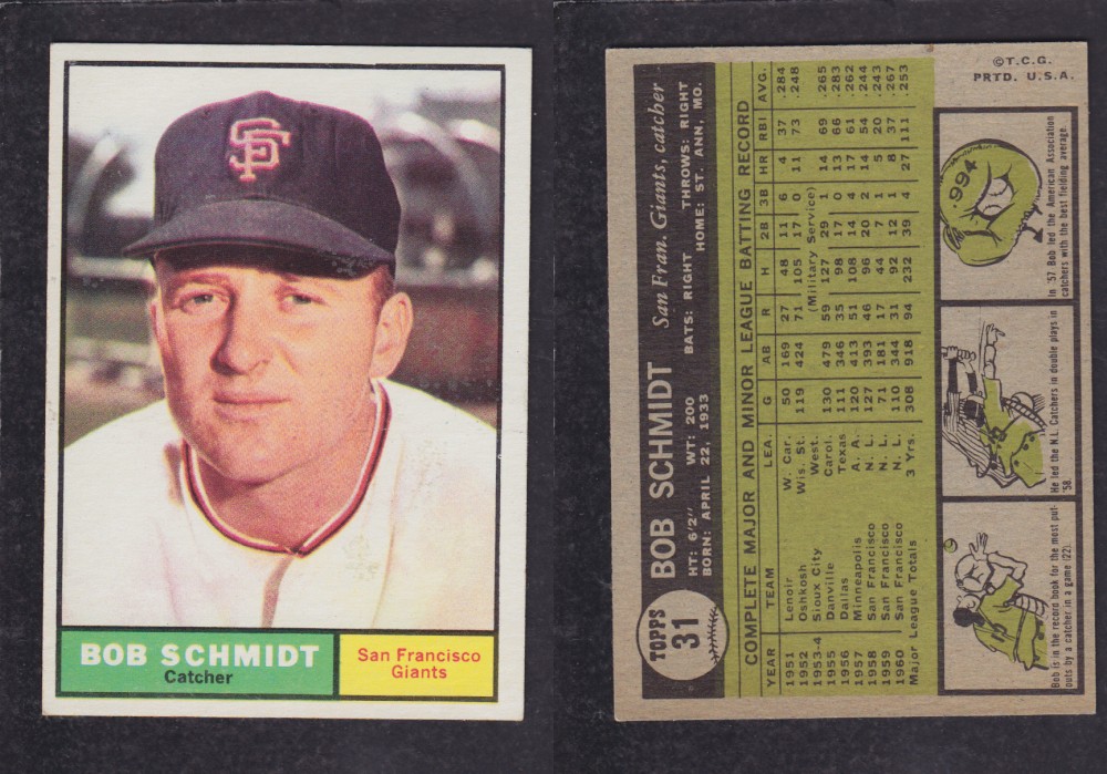 1962  TOPPS BASEBALL CARD #31  B. SCHMIDT photo