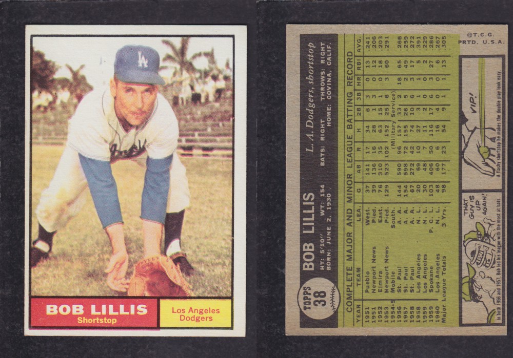 1962 TOPPS BASEBALL CARD #38 B. LILLIS photo 1962 TOPPS BASEBALL CARD #38 B. LILLIS photo