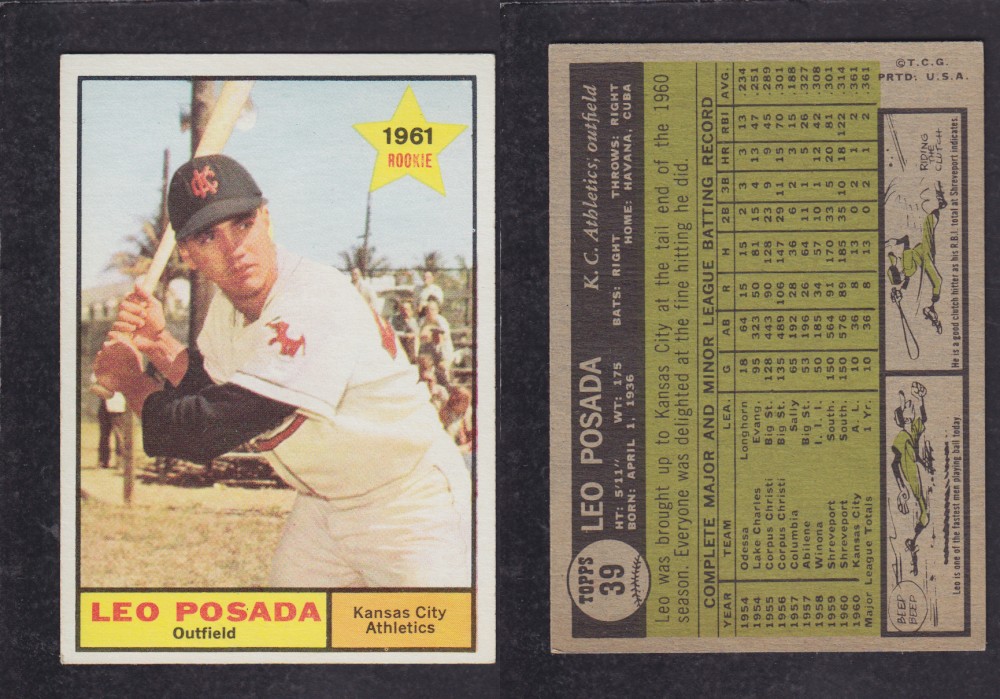 1962 TOPPS BASEBALL CARD #39 L. POSADA photo 1962 TOPPS BASEBALL CARD #39 L. POSADA photo
