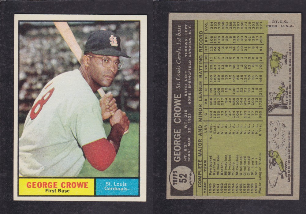 1962 TOPPS BASEBALL CARD #52 G. CROWE photo 1962 TOPPS BASEBALL CARD #52 G. CROWE photo