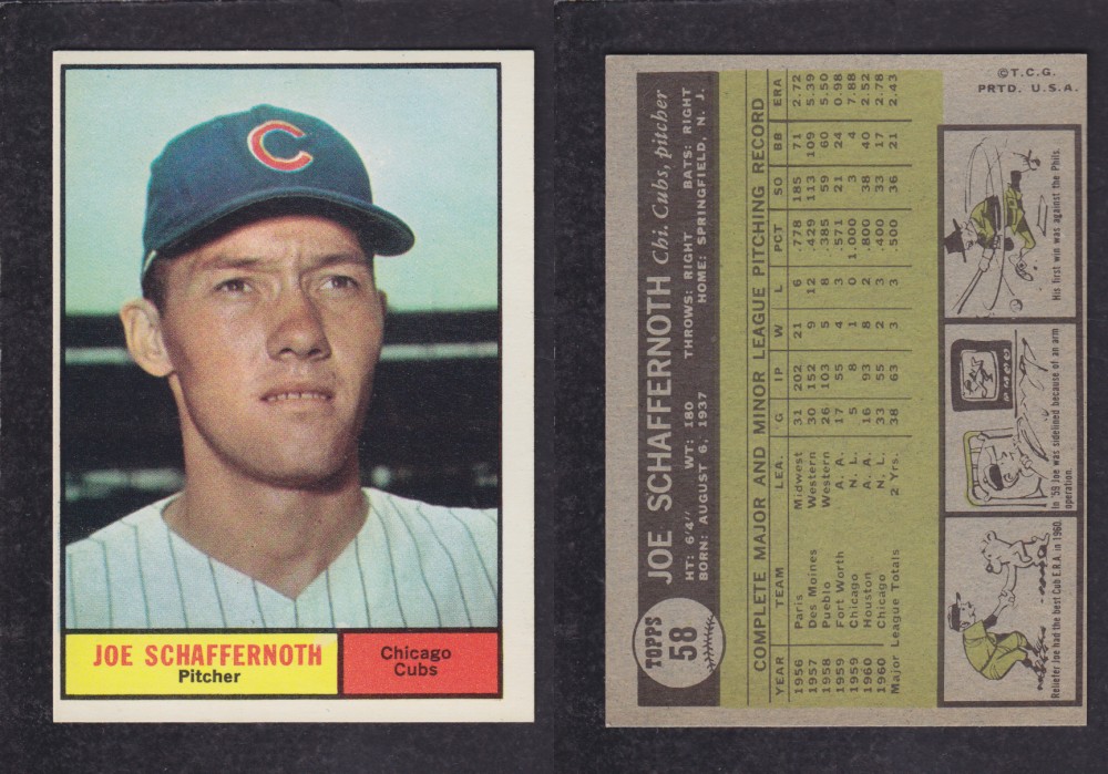 1962  TOPPS BASEBALL CARD #58  J.  SCHAFFERNOTH photo