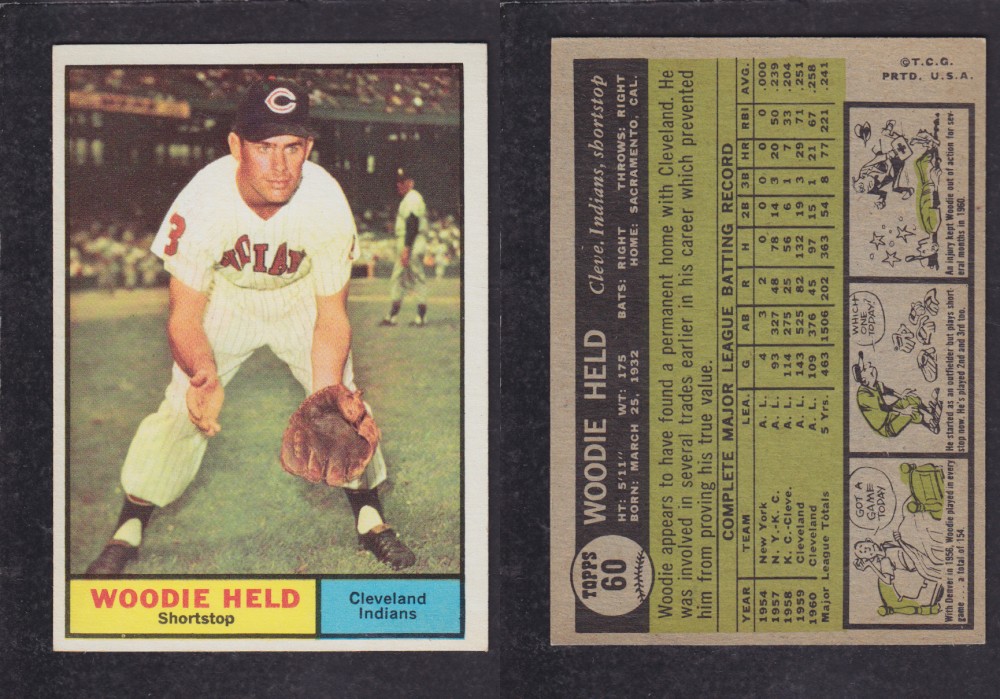 1962 TOPPS BASEBALL CARD #60 W. HELD photo 1962 TOPPS BASEBALL CARD #60 W. HELD photo