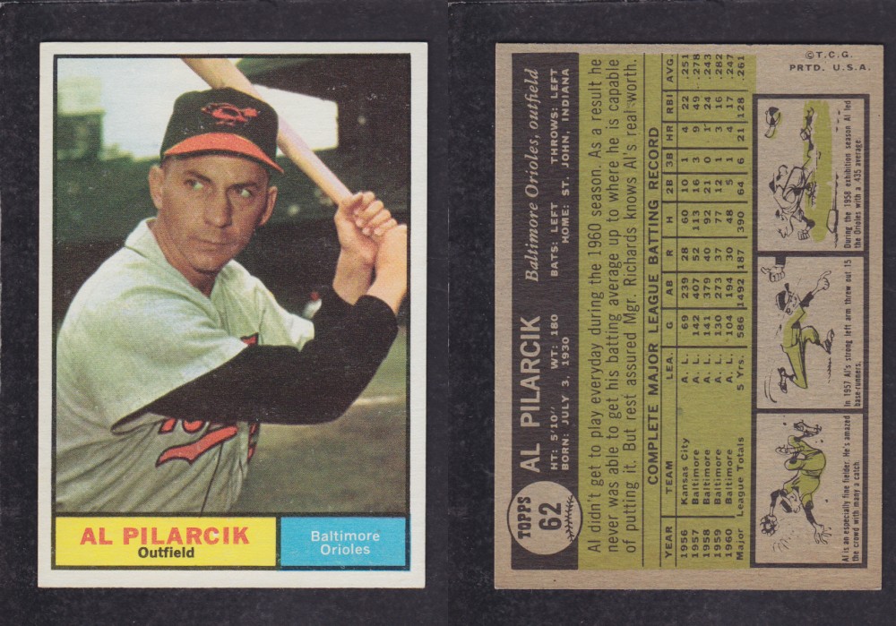 1962  TOPPS BASEBALL CARD #62  A. PILARCIK photo