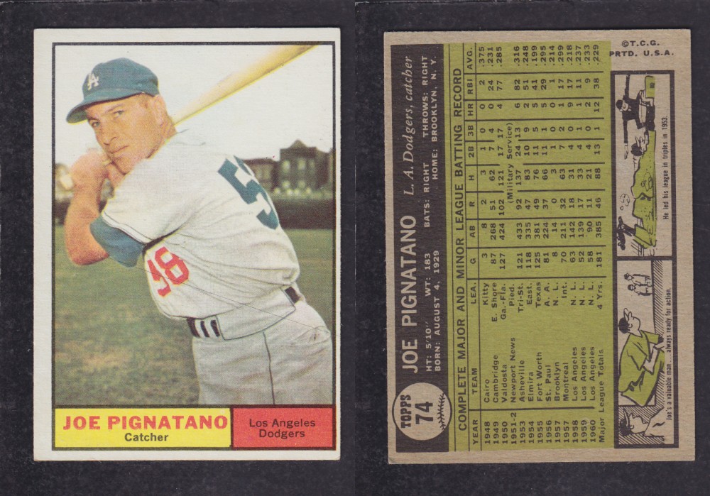 1962 TOPPS BASEBALL CARD #74 J. PIGNATANO photo 1962 TOPPS BASEBALL CARD #74 J. PIGNATANO photo