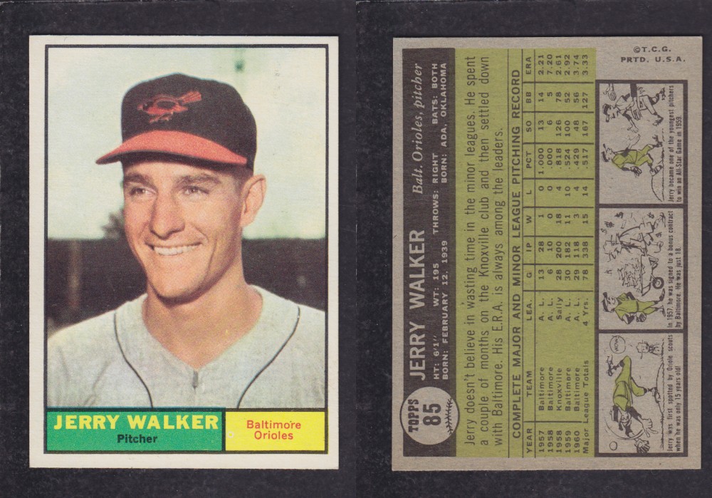 1962 TOPPS BASEBALL CARD #85 J. WALKER photo 1962 TOPPS BASEBALL CARD #85 J. WALKER photo