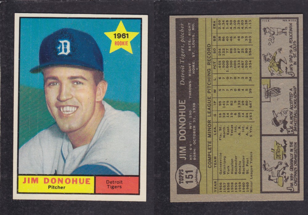 1962 TOPPS BASEBALL CARD #151 J. DONOHUE photo 1962 TOPPS BASEBALL CARD #151 J. DONOHUE photo