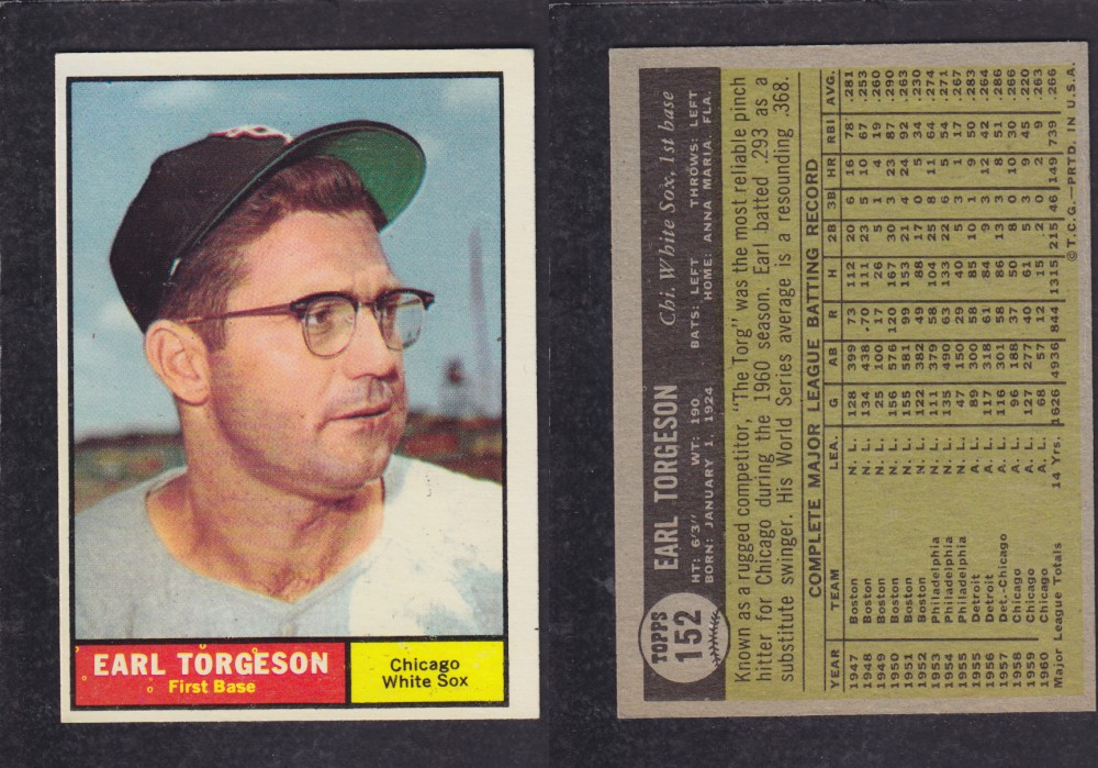 1962 TOPPS BASEBALL CARD #152 E. TORGESON photo 1962 TOPPS BASEBALL CARD #152 E. TORGESON photo