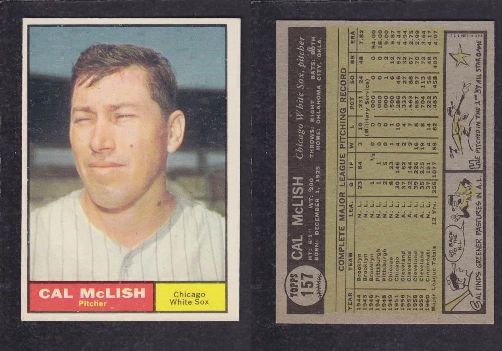 1962 TOPPS BASEBALL CARD #157 C. McLISH photo 1962 TOPPS BASEBALL CARD #157 C. McLISH photo