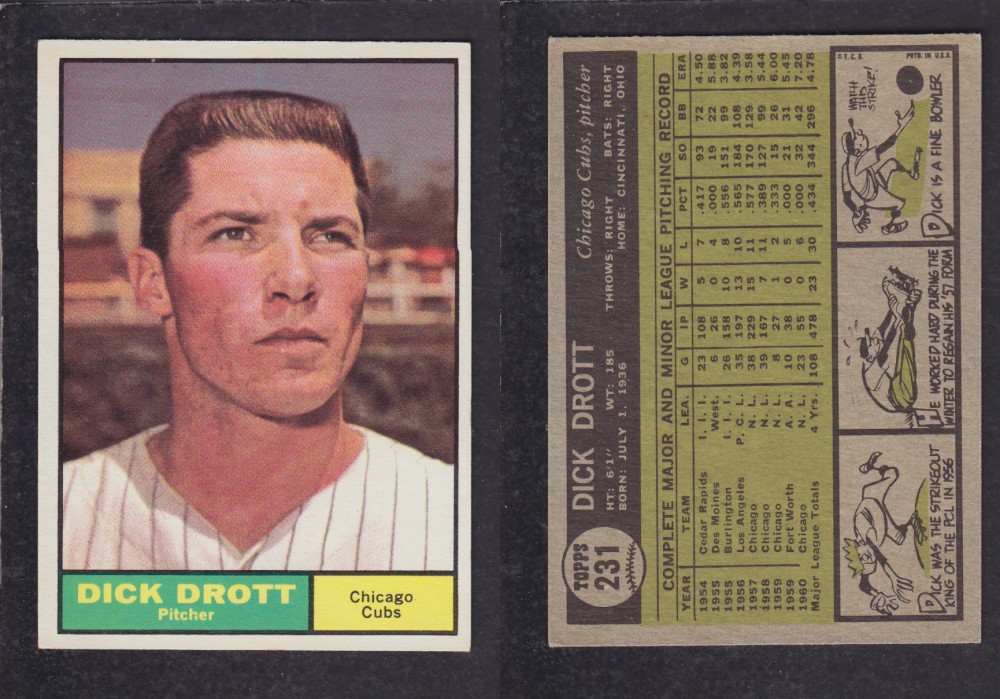 1962 TOPPS BASEBALL CARD #231 D. DROTT photo 1962 TOPPS BASEBALL CARD #231 D. DROTT photo