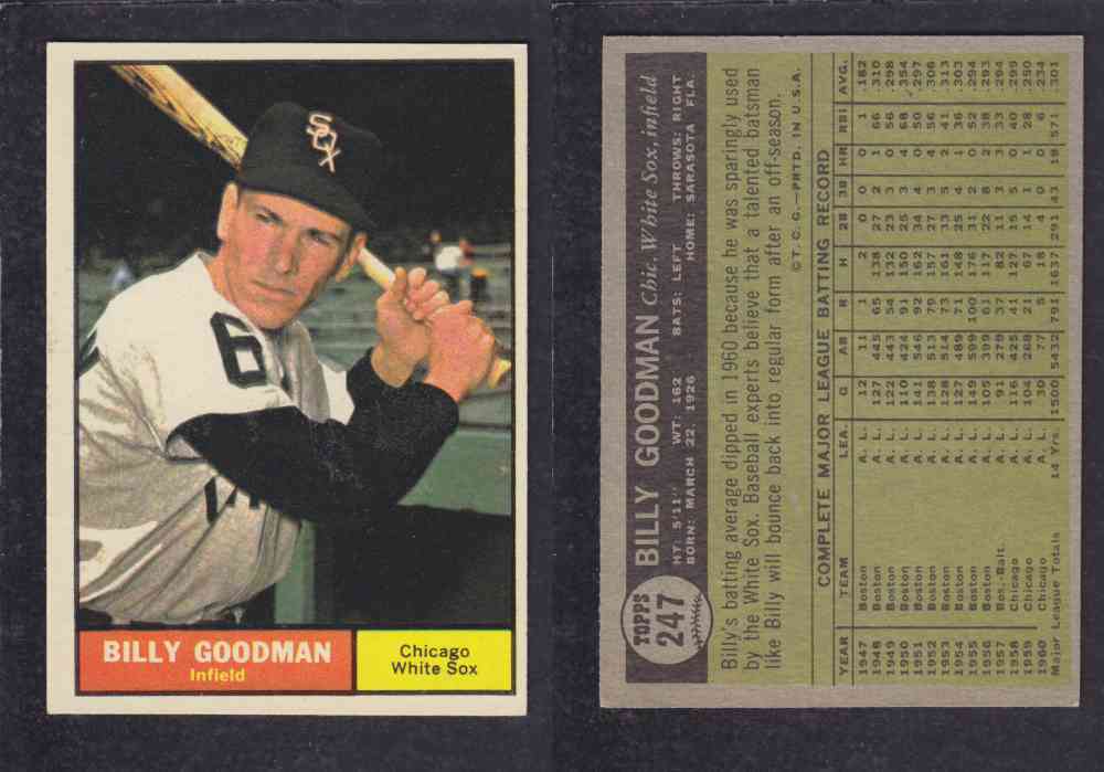 1962 TOPPS BASEBALL CARD #247 B. GOODMAN photo 1962 TOPPS BASEBALL CARD #247 B. GOODMAN photo