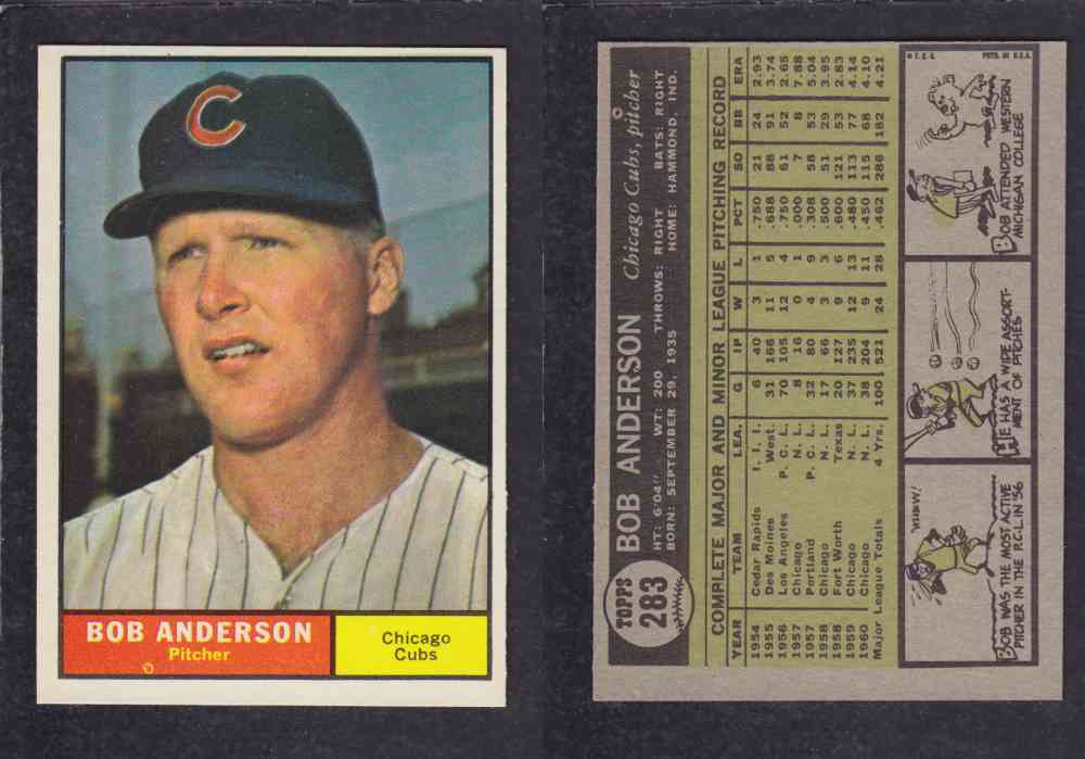 1961 TOPPS BASEBALL CARD #283 B. ANDERSON photo 1961 TOPPS BASEBALL CARD #283 B. ANDERSON photo