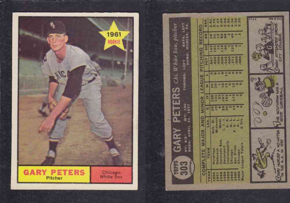 1961 TOPPS BASEBALL CARD #303 G. PETERS photo 1961 TOPPS BASEBALL CARD #303 G. PETERS photo