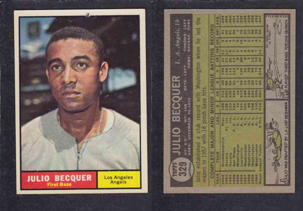 1961 TOPPS BASEBALL CARD #329 J. BECQUER photo 1961 TOPPS BASEBALL CARD #329 J. BECQUER photo