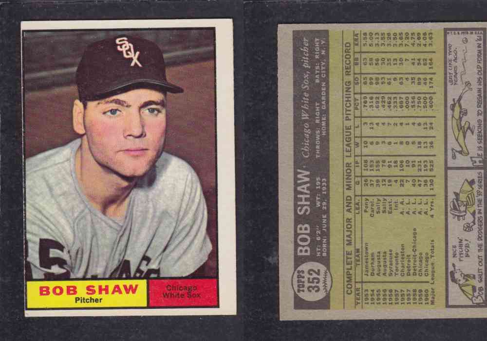 1961 TOPPS BASEBALL CARD #352 B. SHAW photo 1961 TOPPS BASEBALL CARD #352 B. SHAW photo