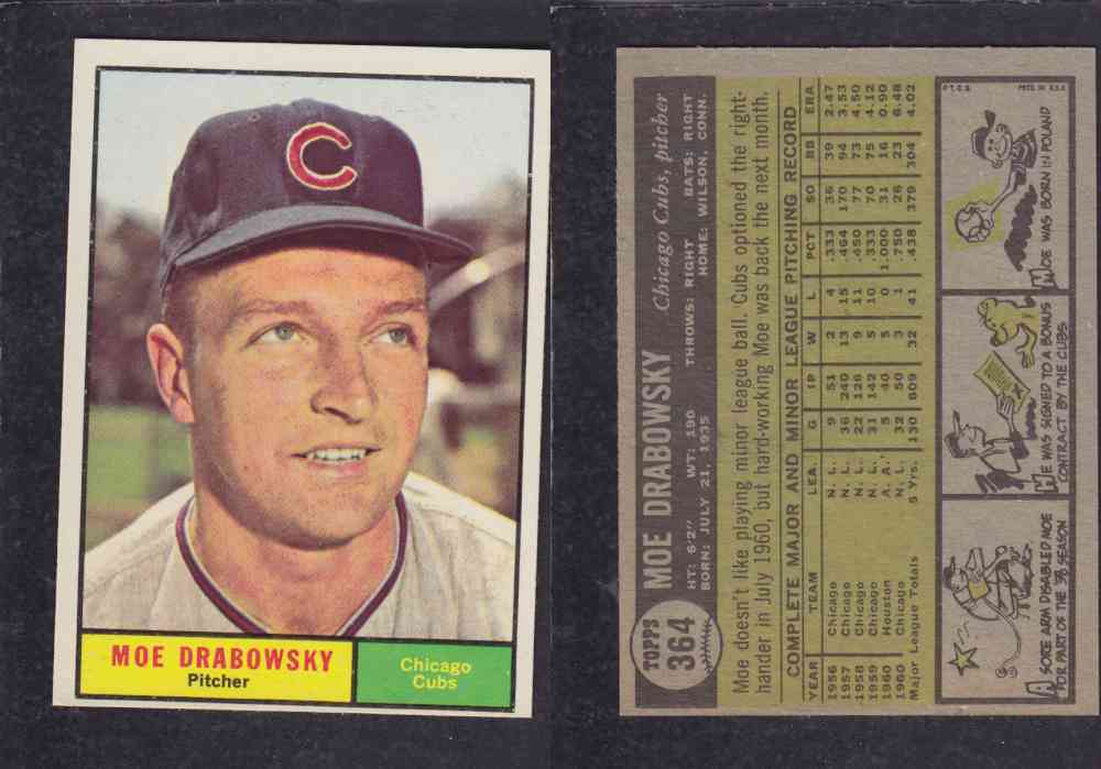 1961 TOPPS BASEBALL CARD #364 M. DRABOWSKY photo 1961 TOPPS BASEBALL CARD #364 M. DRABOWSKY photo