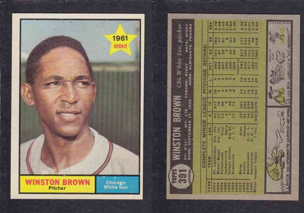 1961 TOPPS BASEBALL CARD #391 W. BROWN photo 1961 TOPPS BASEBALL CARD #391 W. BROWN photo