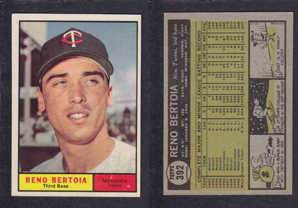 1961 TOPPS BASEBALL CARD #392 R. BERTOIA photo 1961 TOPPS BASEBALL CARD #392 R. BERTOIA photo
