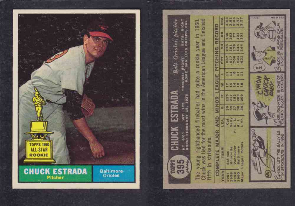 1961 TOPPS BASEBALL CARD #395 C. ESTRADA photo 1961 TOPPS BASEBALL CARD #395 C. ESTRADA photo