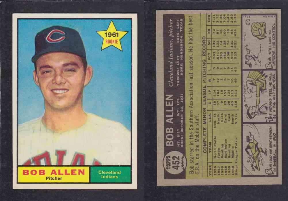 1961 TOPPS BASEBALL CARD #452 B. ALLEN photo 1961 TOPPS BASEBALL CARD #452 B. ALLEN photo