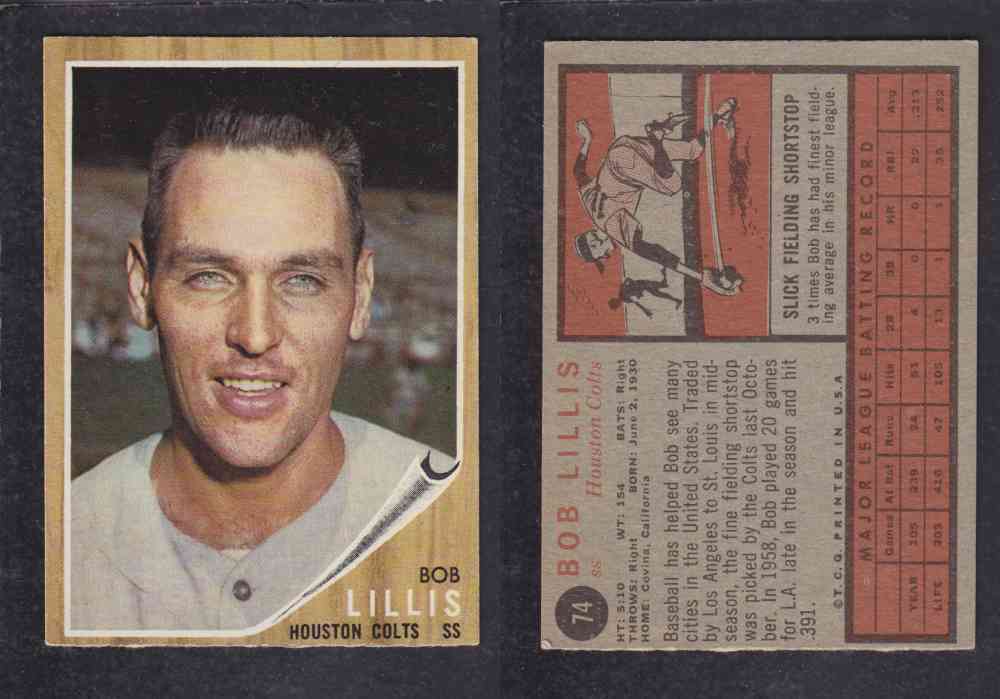 1962 TOPPS BASEBALL CARD #74 B. LILLIS photo 1962 TOPPS BASEBALL CARD #74 B. LILLIS photo