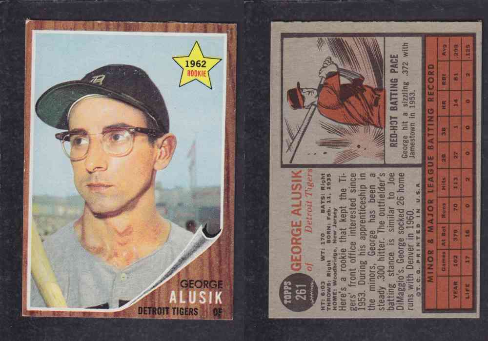 1962 TOPPS BASEBALL CARD #261 G. ALUSIK photo 1962 TOPPS BASEBALL CARD #261 G. ALUSIK photo