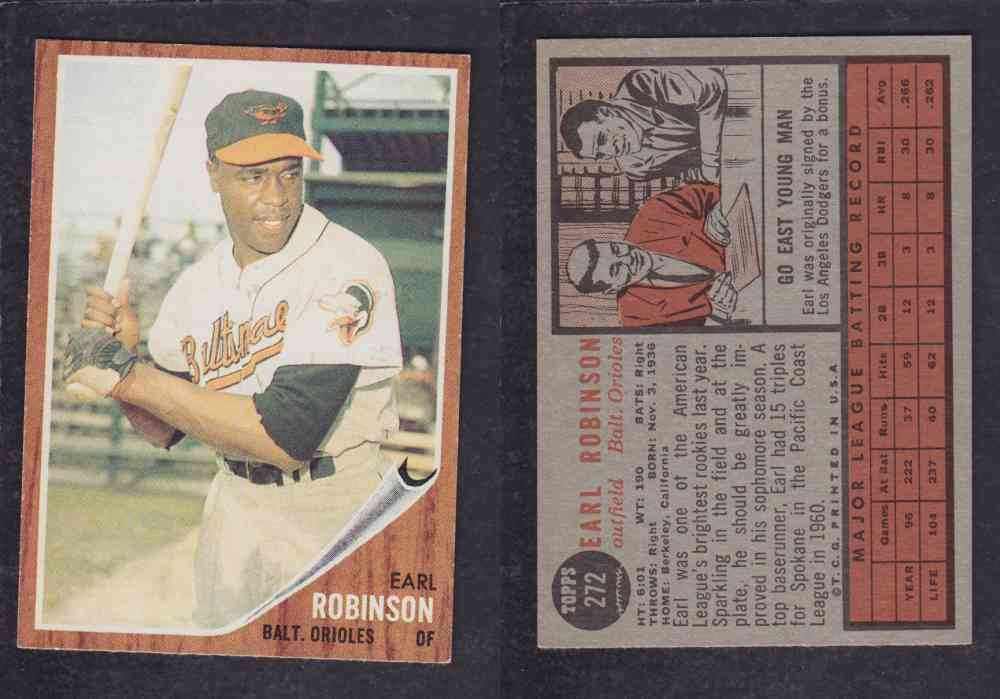 1962 TOPPS BASEBALL CARD #272 E. ROBINSON photo 1962 TOPPS BASEBALL CARD #272 E. ROBINSON photo