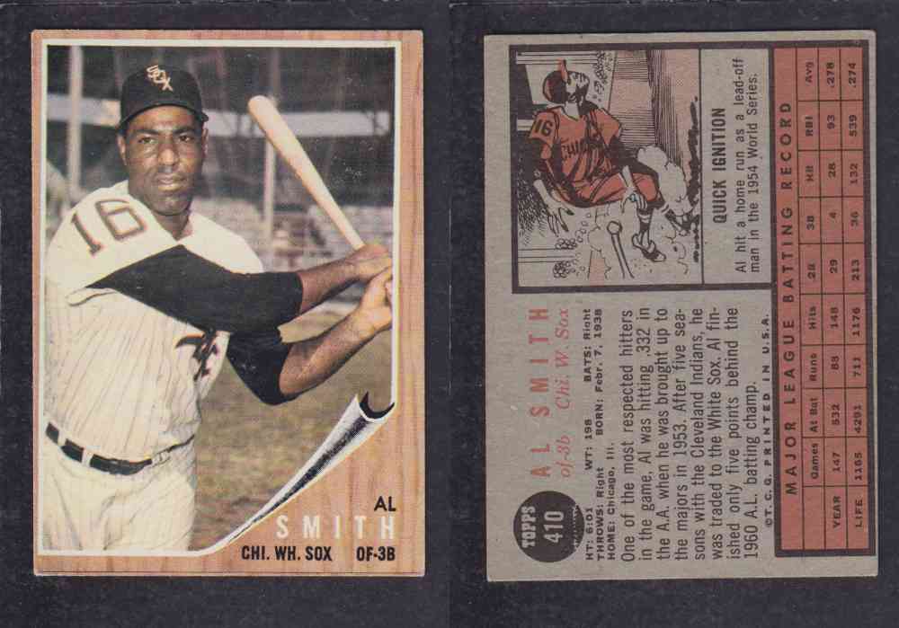 1962  TOPPS BASEBALL CARD #410  A. SMITH photo