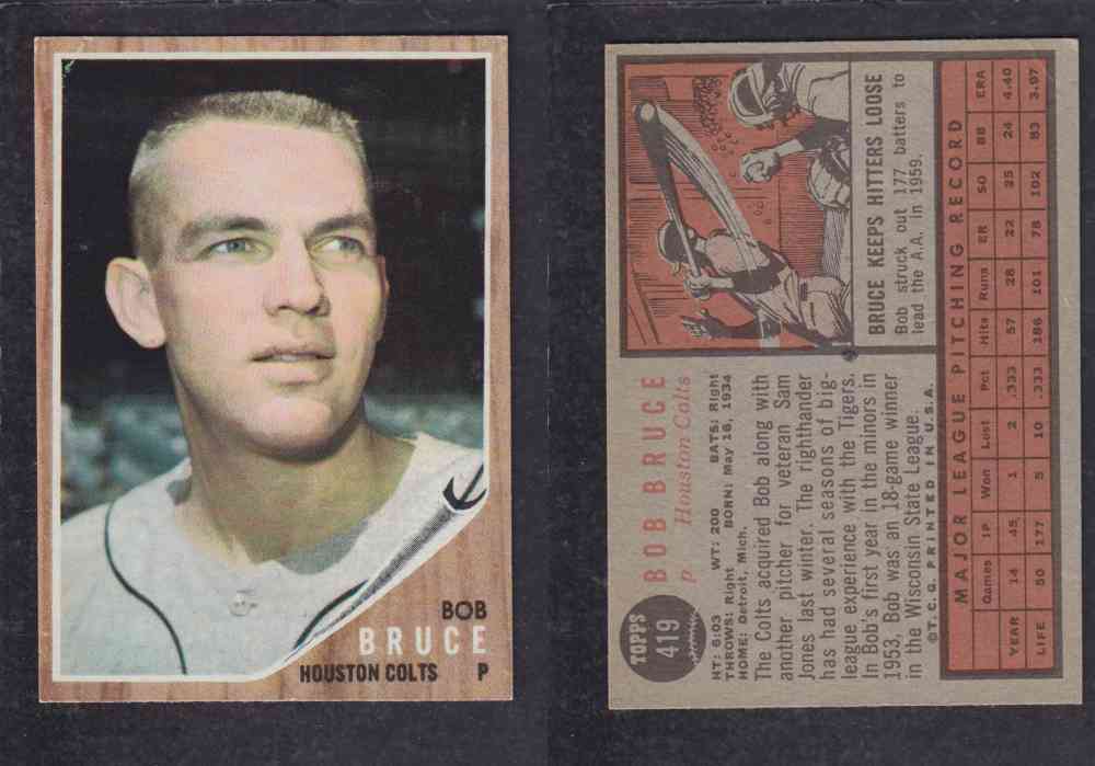 1962  TOPPS BASEBALL CARD #419  B. BRUCE photo