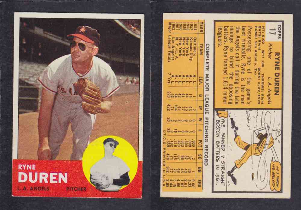 1963  TOPPS BASEBALL CARD  #17  R. DUREN photo