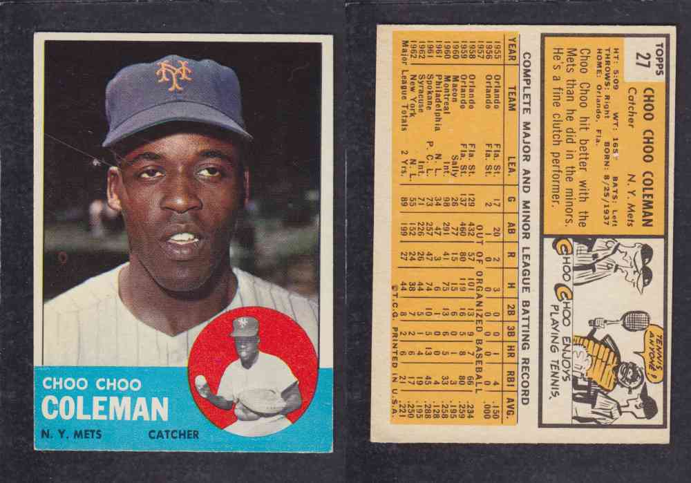 1963  TOPPS BASEBALL CARD  #27  C. C. COLEMAN photo