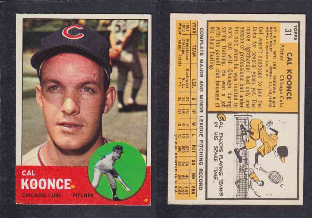 1963  TOPPS BASEBALL CARD  #31  C. KOONCE photo