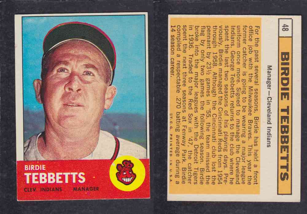 1963  TOPPS BASEBALL CARD  #48  B. TEBBETTS photo