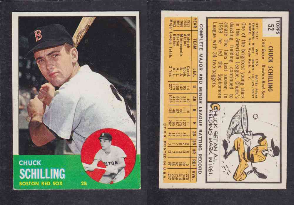 1963 TOPPS BASEBALL CARD #52 C. SCHILLING photo 1963 TOPPS BASEBALL CARD #52 C. SCHILLING photo