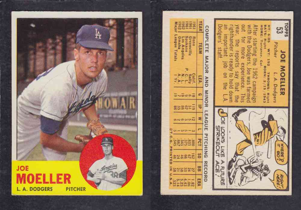 1963 TOPPS BASEBALL CARD #53 J. MOELLER photo 1963 TOPPS BASEBALL CARD #53 J. MOELLER photo