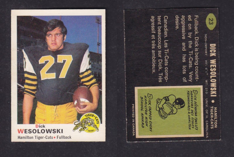 1970 CFL O-PEE-CHEE FOOTBALL CARD #23 D. WESOLOWSKI photo 1970 CFL O-PEE-CHEE FOOTBALL CARD #23 D. WESOLOWSKI photo