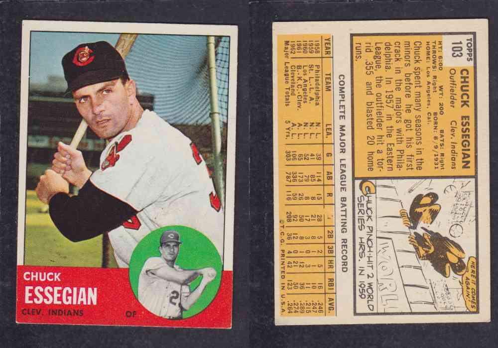 1963 TOPPS BASEBALL CARD #103 C. ESSEGIAN photo 1963 TOPPS BASEBALL CARD #103 C. ESSEGIAN photo